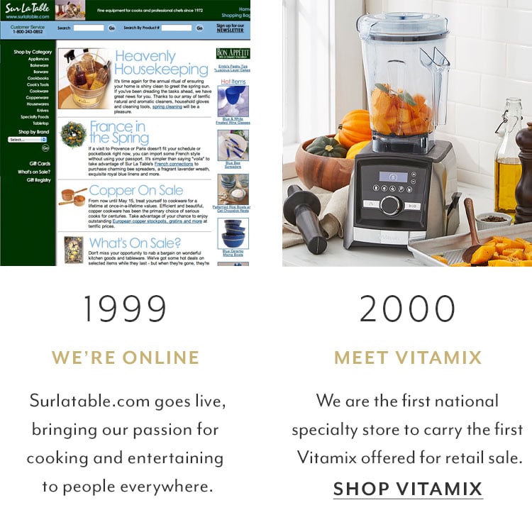 1999 we're online, artycle.live goes live. 2000 meet Vitamix.