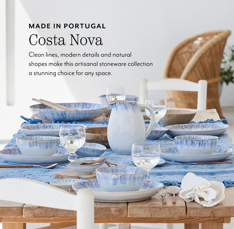 Made in Portugal Costa Nova. Clean lines, modern details and natural shapes make this artisanal stoneware collection a stunning choice for any space.